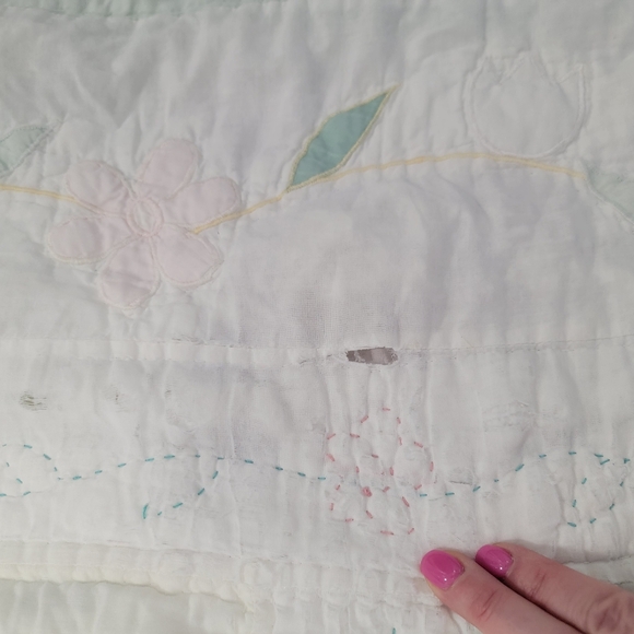 Vintage Quilt Pastel Patchwork Cottage Cutter Scrappy Shabby TLC Crafts *READ - Picture 12 of 16